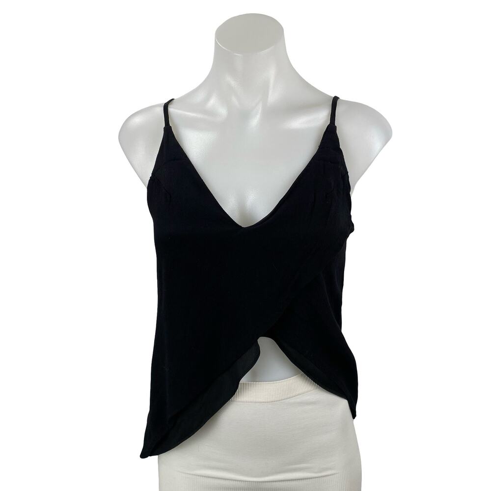 Tobi Women's Black Sleeveless V Neck Asymmetrical Crop Cami Camisole Tank Top S